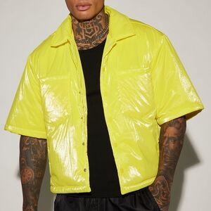 Fashion Nova Men's Neon Yellow Short Sleeve Jacket